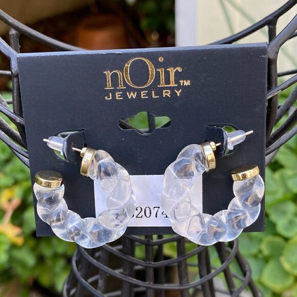 nOir Jewelry Jewelry - Noir Jewlery Clear Circle Hoops. NWOT!